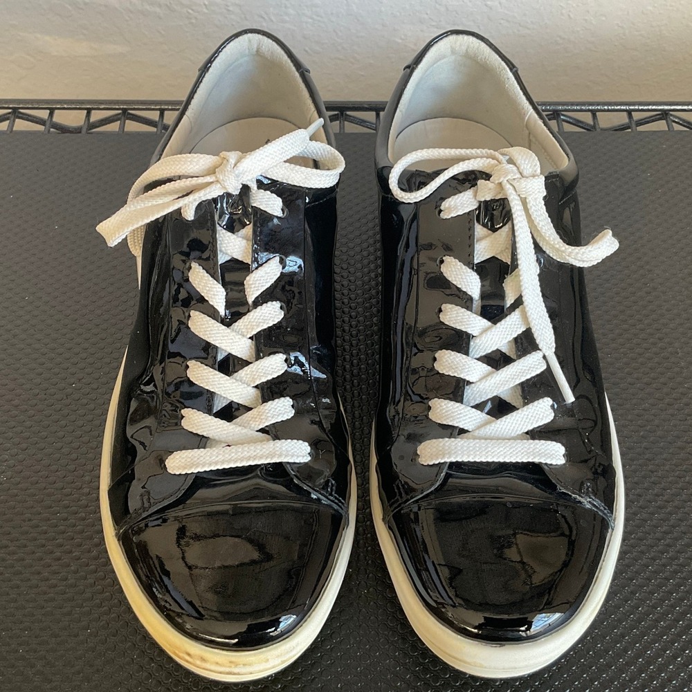 ECCO Soft 7 Womens 8.5 Black Patent Leather Lace Up Sneakers 39 47030301001 - Picture 12 of 14